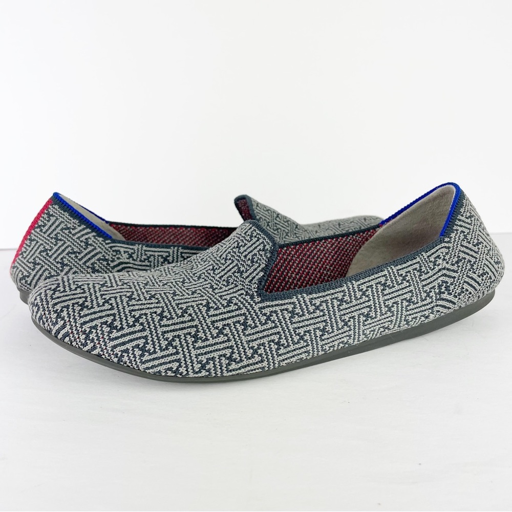 Rothy’s Charcoal Grid Grey Retired Round Toe Slip On Loafers Flats